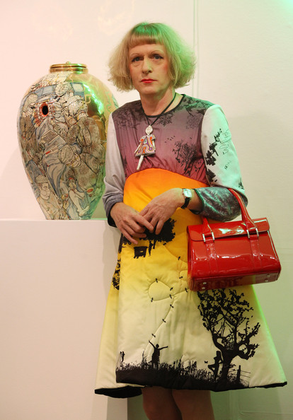 Grayson Perry with one of his pots